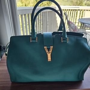 Saint Laurent Green Cabas Y Leather Bag